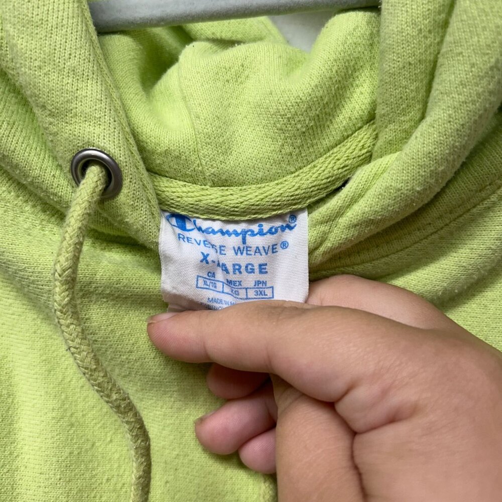 Champion green reverse weave hoodie sweater kangaroo pocket athletic XL - Picture 6 of 8